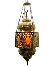 Load image into Gallery viewer, BR1-5 Antique Style Egyptian Handmade Solid Brass Hanging Lamp/Lantern