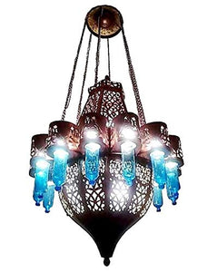 BZ12 Antique Moroccan Style Large Huge Pendant LED Chandelier Mouth-Blown Glass