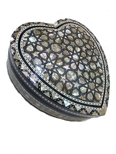 J32 Gorgeous Mother of Pearl Mosaic Trinket Egyptian Heart Gift Jewelry Box