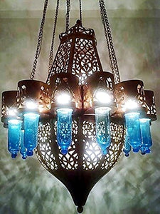 BZ12 Antique Moroccan Style Large Huge Pendant LED Chandelier Mouth-Blown Glass