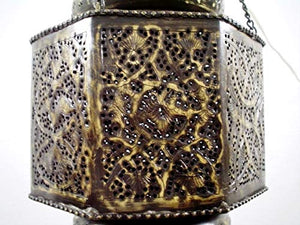 BR195 Vintage Reproduction Islamic Hand-Drilled Hand-Engraved Hanging Lantern