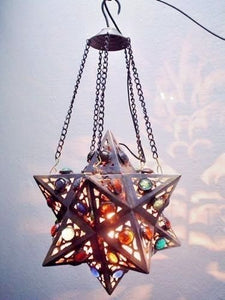 BR7 Jeweled Moroccan Art Handmade Hanging Star LED Lamp/Lantern