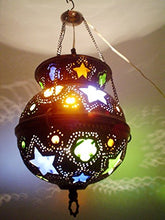 Load image into Gallery viewer, BR205 Moroccan Style Colored Glass Pierced Pendant Lighting / Lantern