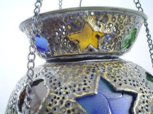 BR205 Moroccan Style Colored Glass Pierced Pendant Lighting / Lantern