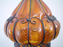 Load image into Gallery viewer, B67-AM Mouth-Blown Glass Wrought Iron Amber Pendant Lampshade