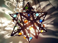 Load image into Gallery viewer, BR7 Jeweled Moroccan Art Handmade Hanging Star LED Lamp/Lantern