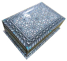 Load image into Gallery viewer, J82 XXL Mother of Pearl Mosaic Chest Egyptian Rectangular Jewelry Box