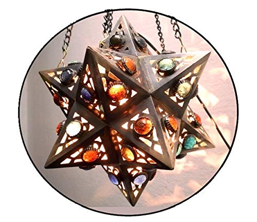 BR7 Jeweled Moroccan Art Handmade Hanging Star LED Lamp/Lantern