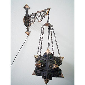 BR55 Egyptian Wall Decor/Mount Hanging Star Brass Lamp with Decorative Bracket