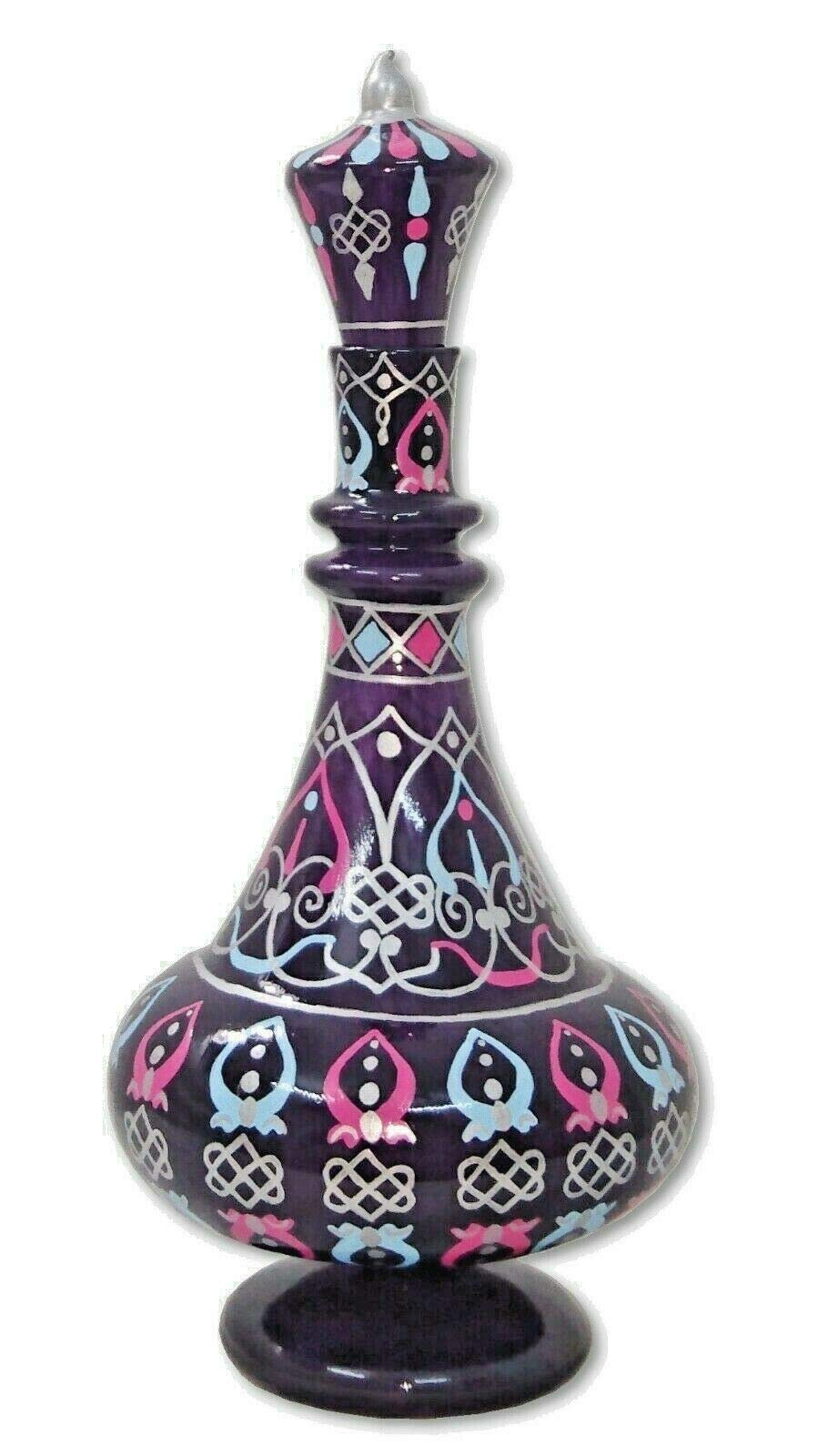 LJ422T I Dream of Jeanie Genie Hand Painted Glass Blown Purple Bottle