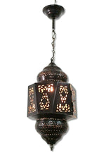 Load image into Gallery viewer, BR442 Moroccan/Egyptian Antique Style Handmade Tin Hanging LED Lamp/Lantern