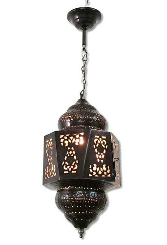 BR442 Moroccan/Egyptian Antique Style Handmade Tin Hanging LED Lamp/Lantern