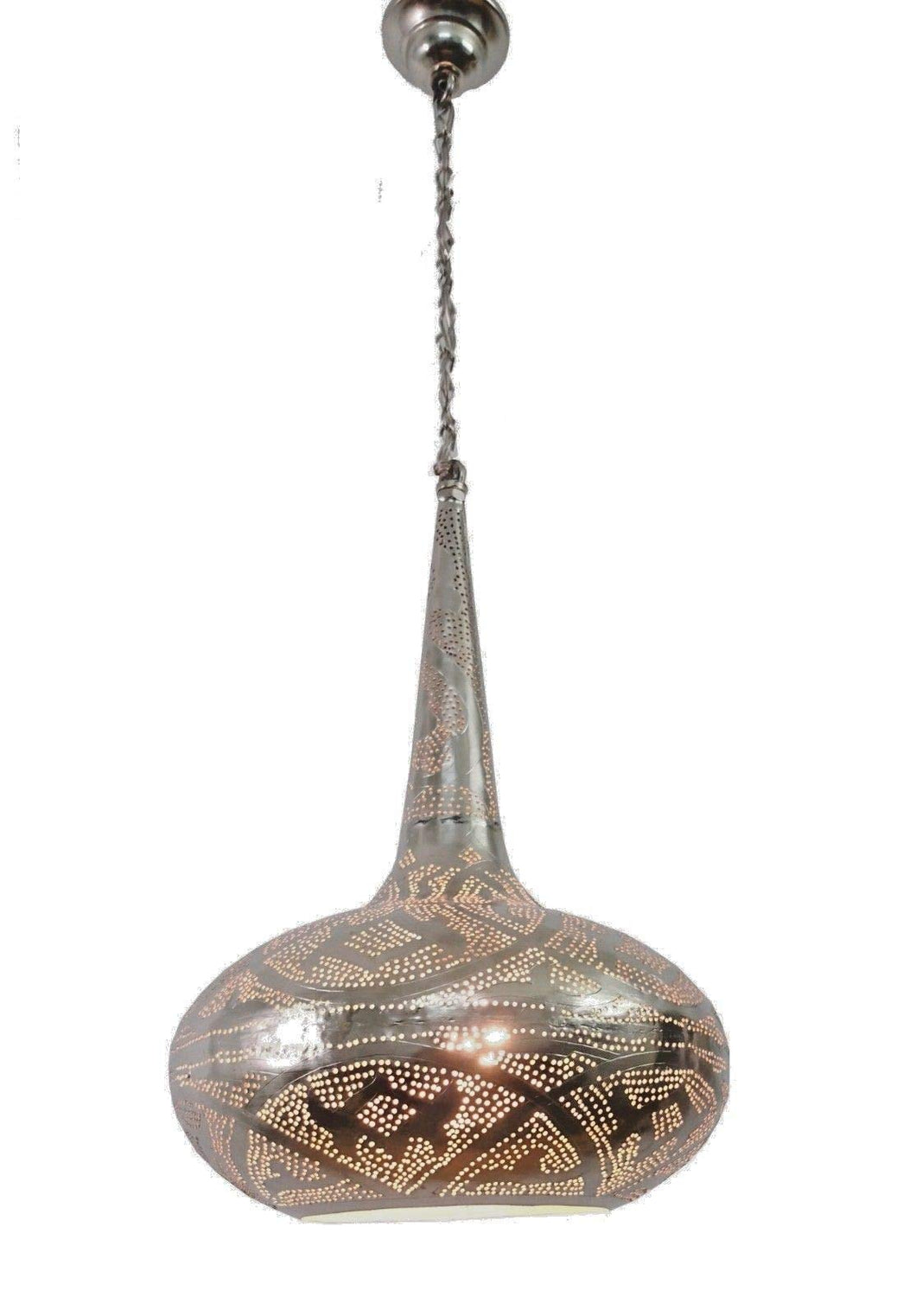 BR419 Tin Moroccan Filingrain Mosaic Silver Lampshade Hanging Lamp