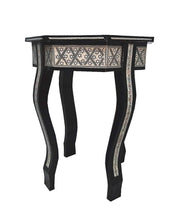 Load image into Gallery viewer, W87 Mother of Pearl Moroccan Corner Wood Octagonal Table Black End Coffee
