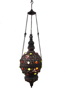 BR42 Antique Style Handmade Moroccan Brass Pendant Sphere Lamp