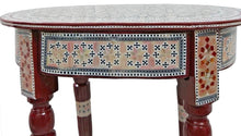 Load image into Gallery viewer, W153 Mother of Pearl Egyptian Corner Wood Oval Brown Table End Coffee