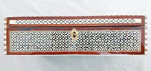Load image into Gallery viewer, J75 Mother of Pearl Mosaic Trinket Egyptian Rectangular Velvet Jewelry Box