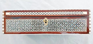 J75 Mother of Pearl Mosaic Trinket Egyptian Rectangular Velvet Jewelry Box