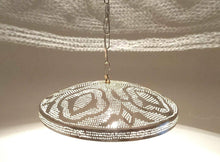 Load image into Gallery viewer, B294 Round Pie Tin Moroccan Silver Filigrain Lampshade LED Hanging Lamp