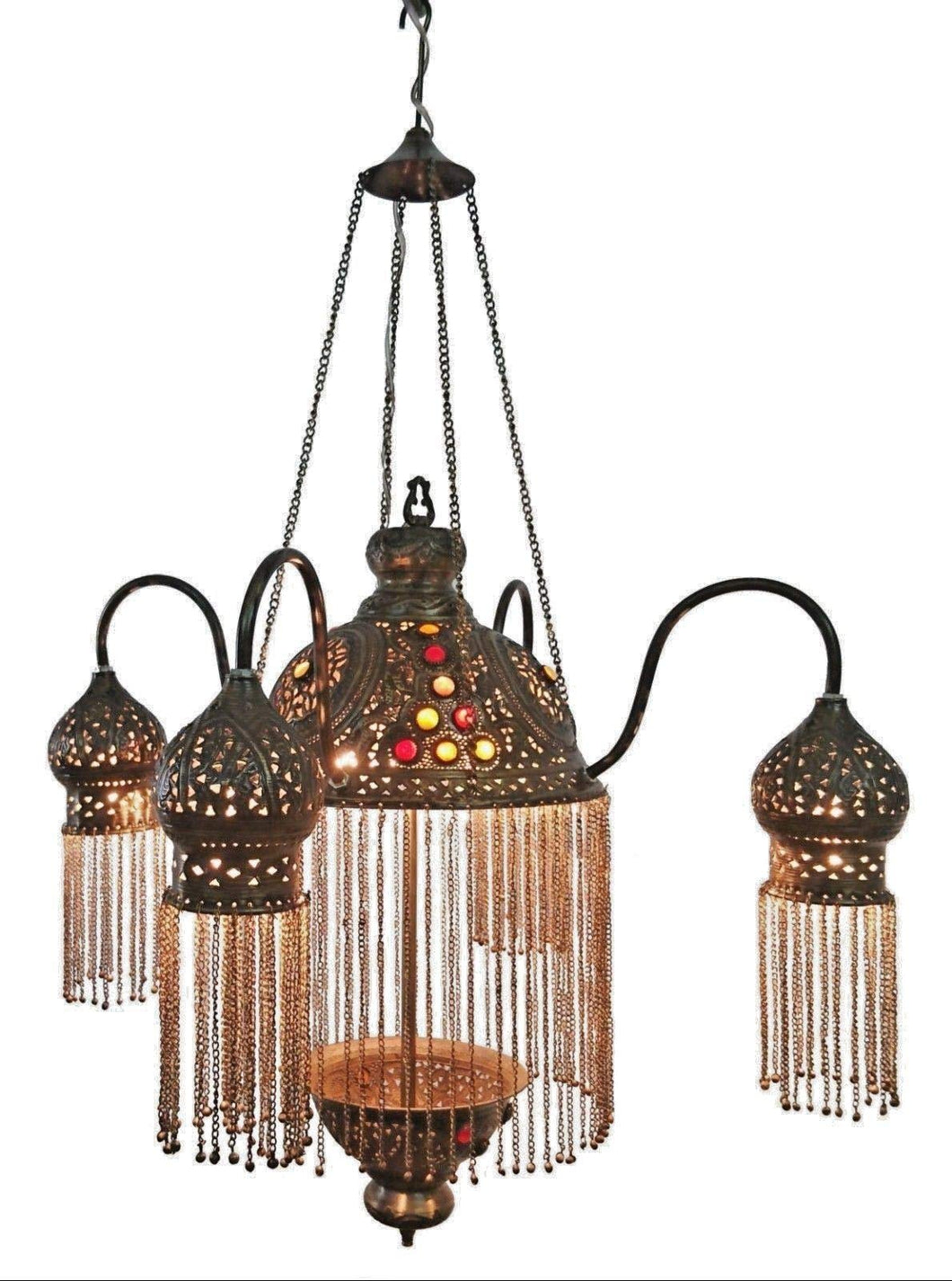 BR264 4 Shades Moroccan Jeweled Pendant Light/Lamp Chandelier
