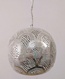 BR424 Tin Mosaic Home Decor Night Ball Silver LED Lampshade Hanging Lamp