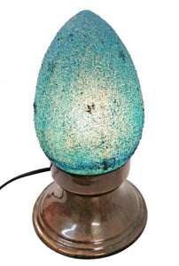 B75T New Raw Stone Texture Glass Egg Turquoise Cyan Desk/Table Lamp Tin Base