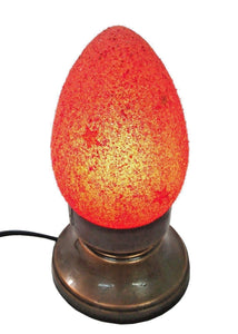 B75R New Raw Stone Texture Glass Egg Red Desk/Table Lamp Tin Base