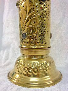 BR50M Handmade Brass Table Lamp Incense Burner Candle Holder