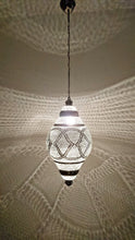 Load image into Gallery viewer, B265S Silver Plated Tin Mosaic Moroccan Home Decor Night Hanging Lamp