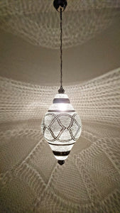 B265S Silver Plated Tin Mosaic Moroccan Home Decor Night Hanging Lamp