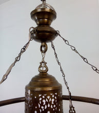 Load image into Gallery viewer, BR372 Antique Style Handmade Brass Ring 9 Down Light Large Moroccan Chandelier