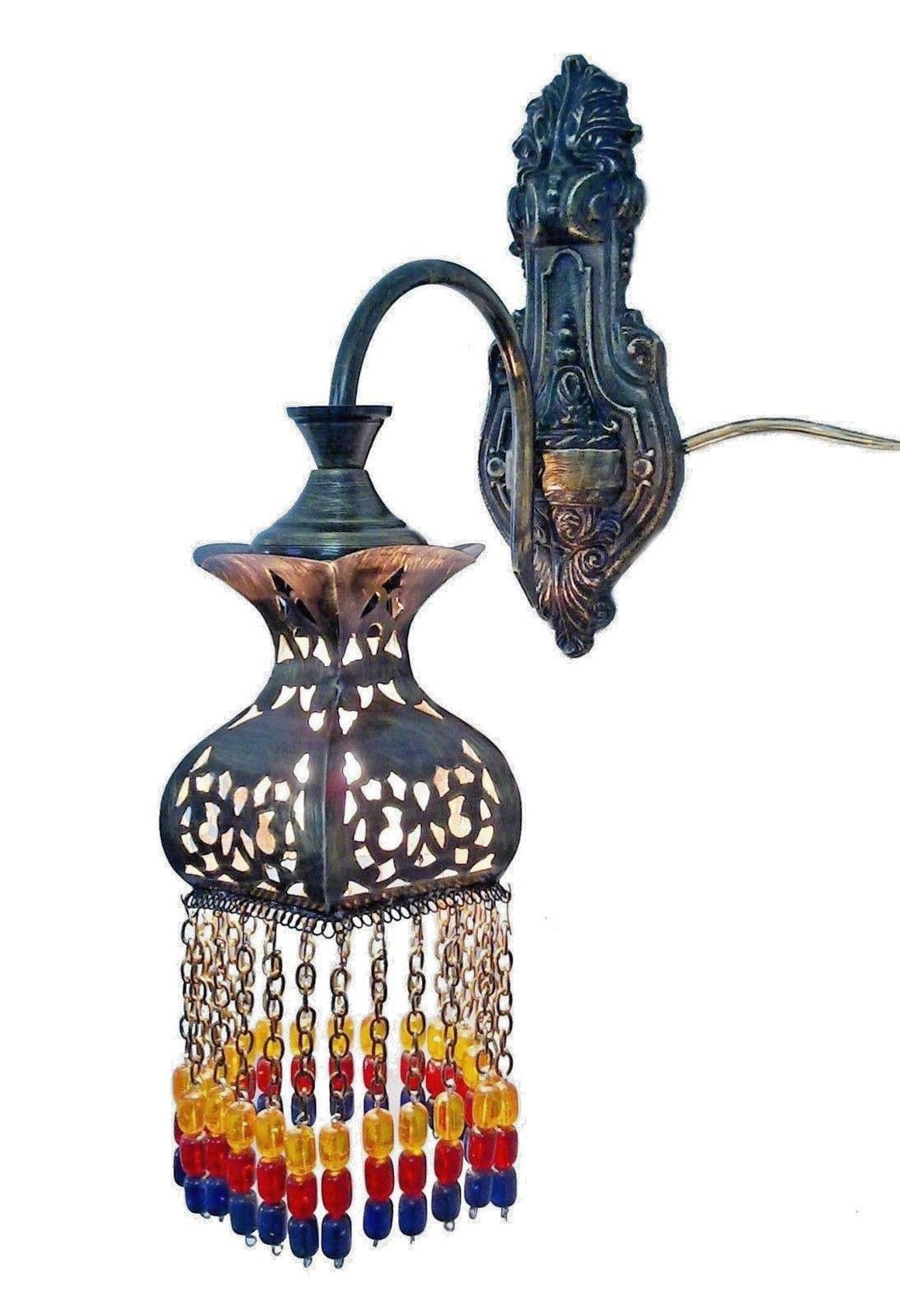 BR387 Antique Moroccan Style Color Beads Arm Wall Decor Sconce