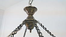 Load image into Gallery viewer, BR405 Antique Style 6 Mouth-Blown Ball Globes Glass/Brass Ring Large Chandelier
