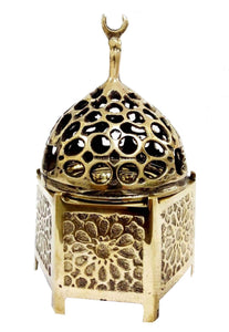 B217 Handmade Cast Brass Arabic Islamic Hexagonal Incense Burner