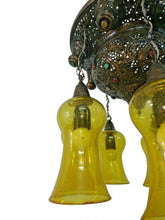Load image into Gallery viewer, BR443 Vintage Reproduction Moroccan Flush Ceiling Chandelier Light Fixture Amber Mouth Blown Glass