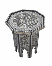 Load image into Gallery viewer, W103 Mother of Pearl Octagonal Corner Wood Table Arabesque End Coffee Trinket
