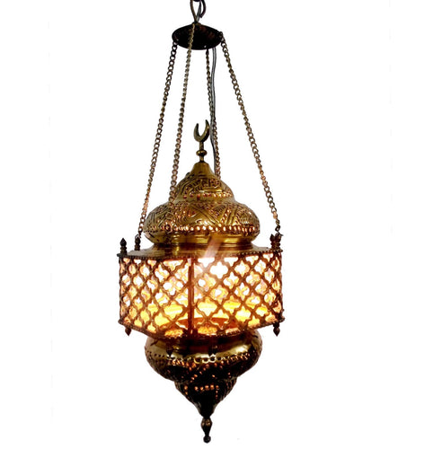 BR95M Beautiful Egyptian Polished Brass Net Light Lamp/Lantern