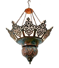 Load image into Gallery viewer, BR217M Vintage Reproduction Moroccan Chandelier Lined with Stained Glass