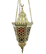 Load image into Gallery viewer, BR9M Vintage Reproduction Egyptian Handmade Cast Brass Hanging Lamp/Lantern