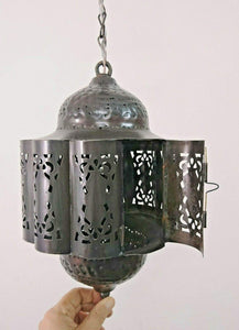 BR441 Moroccan/Egyptian Vintage Reproduction Tin Hanging LED Lamp/Lantern