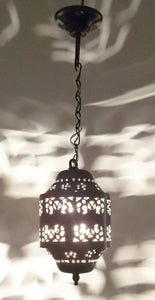 BR440 Moroccan/Egyptian Antique Style Cylinder Tin Hanging LED Lamp/Lantern