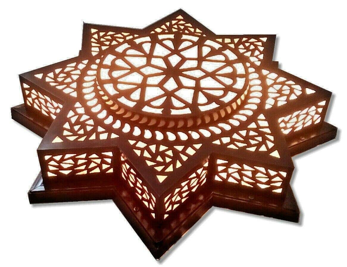 BM19 Three Tiers Moroccan Star Chandelier Flush Ceiling Black Fixture 22" Dia