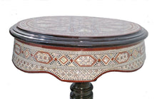 Load image into Gallery viewer, W147 Large Tall Round Mother of Pearl Inlay Beech Wood End Side Oriental Table