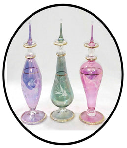 LW12 Pyrex Purple Pink Green Glass Egyptian Mouth-Blown Perfume Bottle LOT