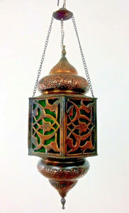 BR74 ORIENTAL Handmade Floral Cast Brass Hanging Lamp / Lantern