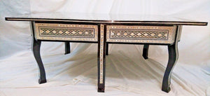 W116 Large Mother of Pearl Egyptian Wood Rectangular Table Brown End Coffee