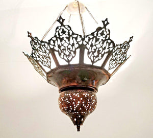 BR217M Vintage Reproduction Moroccan Chandelier Lined with Stained Glass