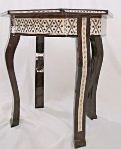 W158 Mother of Pearl Egyptian Corner Wood Octagonal Table Black End Coffee