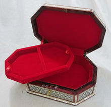 Load image into Gallery viewer, J71 Gorgeous Mother of Pearl Mosaic Trinket Octagonal Egyptian Chest Jewelry Box