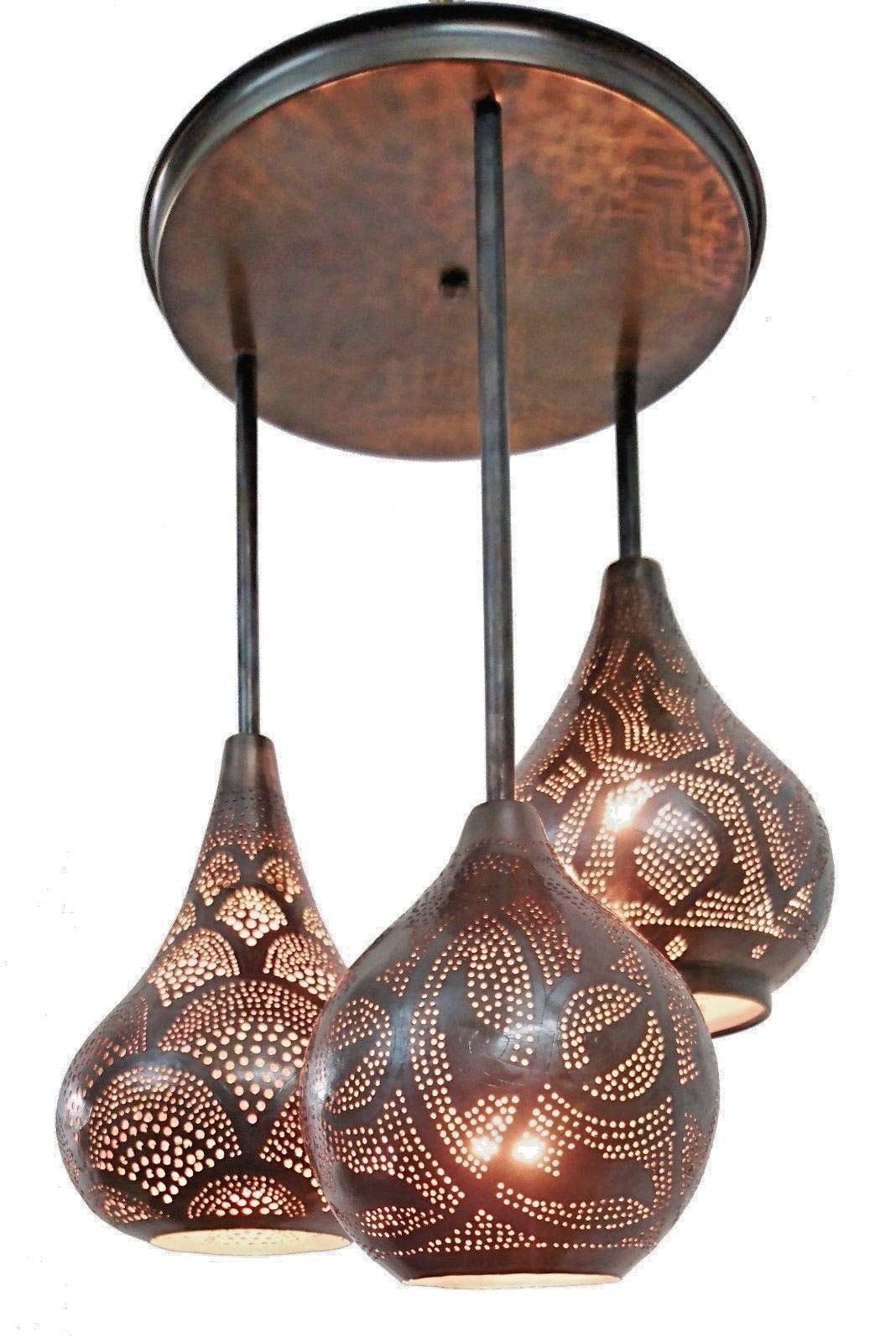 BM7 Mosaic Moroccan Light Cluster Ceiling Brass Fixture Chandelier